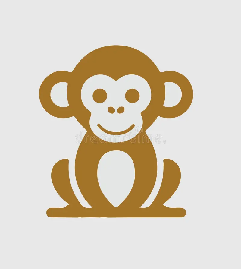 circle monkey icon graphic mobile design white background illustration modern flat style web gray 369016051